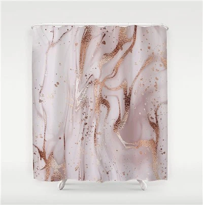 Horúca digitálna tlač s vysokým rozlíšením Vodotesný kúpeľňový polyesterový sprchový záves Mramorový prepážkový záves